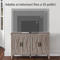 HOMCOM Mobiletto Multiuso stile Rustico con 4 Ripiani Portaoggetti Regolabili, in Legno, 120x37x75 cm, Grigio(m-5)