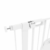 PawHut Barrière de sécurité animaux avec porte fermeture automatique système de double verrouillage, acier blanc(m-10)
