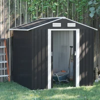 Outsunny Capanno da Giardino 2x1.5x1.9m in Acciaio Zincato, Doppia Porta Scorrevole e 4 Prese d'aria(m-10)