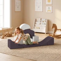 AIYAPLAY 7 Piece Kids Soft Play Set with Detachable Cover, Baby Indoor Climb and Crawl Foam Toys for Toddlers, Brown(m-2)