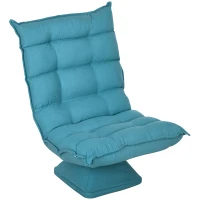 HOMCOM Poltrona Girevole per Salotto Effetto Velluto e Acciaio con Schienale Regolabile, 62x70x95 cm, Blu(m-11)
