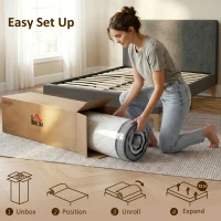 HOMCOM Matelas 140 x 190 cm, 20cm d'épaisseur, matelas à ressorts ensachés 7 zones mousse à mémoire forme au gel rafraîchissant(m-8)