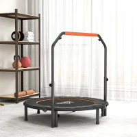 HOMCOM 48" Foldable Mini Fitness Trampoline, with Adjustable Foam Handle, Orange(m-10)