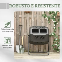 Outsunny Compostiera da Giardino Girevole a 2 Sezioni con 8 Prese d'Aria, Acciaio e PP, 71x65x96 cm, Nero(m-7)