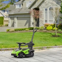 AIYAPLAY Voiture à pousser pour enfants porteur enfants 1 à 3 ans multi-équipée avec poignée de poussée, klaxon et volant, vert(m-2)