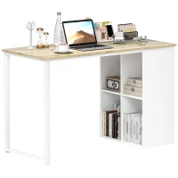 HOMCOM Bureau table d'ordinateur avec 4 compartiments, pour bureau à domicile, chambre, petits espaces, chêne(m-11)