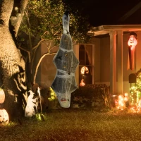 HOMCOM Halloween-Mumie, Halloween-Dekoration, Soundfunktion, mit Bewegungssensor und LED-Lichtern, 60 cm x 16 cm x 170 cm(m-10)