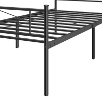 HOMCOM 3ft Single Bed Frame with Headboard and Footboard, Metal Platform Bed Frame with 32 cm Underbed Storage, Black(m-11)