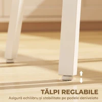 HOMCOM Masă Înaltă Rotundă cu Raft, Masă Modernă pentru Bucătărie sau Dining, PAL, Metal, Lemn Natural și Alb(m-6)