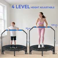 HOMCOM 48" Foldable Mini Fitness Trampoline, with Adjustable Foam Handle, Blue(m-4)