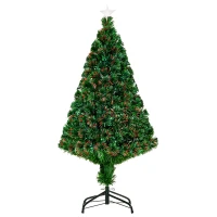 HOMCOM Árbol de Navidad 120cm Artificial Árboles de Abeto con Soporte Fibra Óptica Brillante LED Multicolor Ignífugo(m-12)
