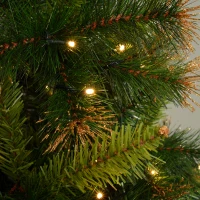 HOMCOM Sapin de Noël artificiel lumineux 200 LED blanc chaud Ø 112 x 180H cm 616 branches épines imitation Nordmann grand réalisme vert et brun(m-5)