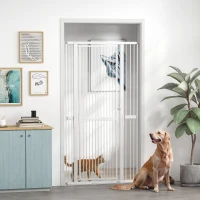 PawHut Barrera para Perros Extra Alta con Ancho Ajustable 77-104 cm Separación 3,5 cm con Montaje a Presión Extensiones Blanco(m-10)