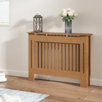 HOMCOM Cubre Radiador Cubierta para Radiador con Dispositivo Antivuelco Diseño Moderno 112x19x81cm Madera Natural(m-10)