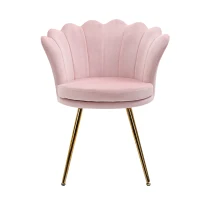 HOMCOM Sessel mit lotusförmigem Design, vergoldete Metallbeine, Schaumstoffpolster, Rosa(m-8)