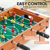 SPORTNOW 20 in Table-top Football Table with Stainless Steel Rods, Compact Foosball Table for Kids and Adults, All-Inclusive Foosball Game Set for Indoor, Nature Wood Finish(m-6)