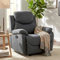HOMCOM Poltrona Relax Reclinabile Manualmente a 150° con Poggiapiedi in Tessuto, 93x88x102cm, Grigio Scuro(m-10)