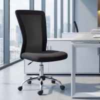 Vinsetto Silla de Escritorio Giratoria sin Brazos Silla de Malla con Altura Ajustable Carga 100 kg 43x58x90-100 cm Negro(m-10)