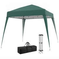 Outsunny Tonnelle barnum de jardin pop-up pliant 2,4 x 2,4 m acier polyester anti UV avec sac de transport vert foncé(m-16)