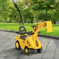 HOMCOM Escavatore per Bambini con Benna e Spazio di Archiviazione, Clacson, Volante, 18-48 Mesi, Giallo(m-9)
