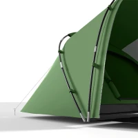 Outsunny 4 Man Camping Tent, UV Protection Tunnel Tent with 2 Bedrooms and Living Area, Large Hiking Sun Shelter, 430 x 240 x 170 cm, Dark Green(m-10)