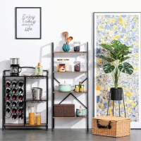 HOMCOM Estantería de Escalera Estantería Industrial Librería con 4 Estantes para Libros para Salón 60x35x145 cm Marrón Rústico(m-10)