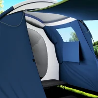 Outsunny Tente de Camping Tunnel pour 4 Personnes Imperméable 3000mm Double Couche Hauteur 190cm Bleu Foncé(m-12)