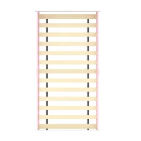 AIYAPLAY Lit enfant 70 x 140 cm, lit pour enfant avec barriere de securite et sommier à lattes en bois, rose (matelas non inclus)(m-11)