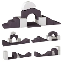 AIYAPLAY 7 Piece Kids Soft Play Set with Detachable Cover, Baby Indoor Climb and Crawl Foam Toys for Toddlers, Brown(m-1)