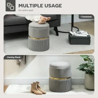 HOMCOM Velvet-Feel Storage Ottoman - Light Grey(m-6)