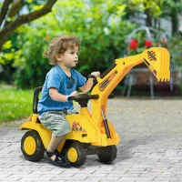 HOMCOM Sitz-Bagger für Kinder mit Schaufel und Stauraum, Hupe, Lenkrad, 18-48 Monate, Gelb(m-2)