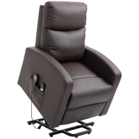 HOMCOM Massagesessel mit Aufstehhilfe, Relaxsessel, Liegesessel, Kopfstütze, 8 Vibrationspunkte, 2 Fernbedienungen, Braun(m-12)
