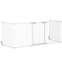 PawHut Cancellino per Cani Regolabile e Pieghevole con Chiusura Automatica e Blocco, 300x74.5 cm, Bianco(m-1)