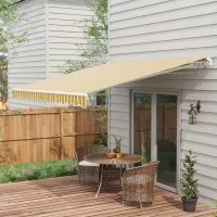 Outsunny Tenda da Sole per Esterno Avvolgibile a Bracci con Apertura a Manovella, 350x250 cm, Giallo(m-10)