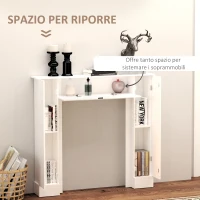 HOMCOM Cornice per Camino in Legno MDF con Armadietti Laterali, 107x18x100 cm, Bianco(m-4)