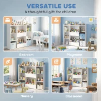 AIYAPLAY Meuble rangement enfant, bibliothèque enfants avec 8 compartiments et étagère supérieure, 104 x 29 x 101,5 cm, blanc(m-8)