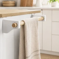 HOMCOM Îlot Central Cuisine avec Plateau Rabattable 2 Prises et 2 Ports USB Desserte de Cuisine sur Roulettes 3 Tiroirs Blanc(m-15)