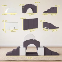 AIYAPLAY 7 Piece Kids Soft Play Set with Detachable Cover, Baby Indoor Climb and Crawl Foam Toys for Toddlers, Brown(m-3)