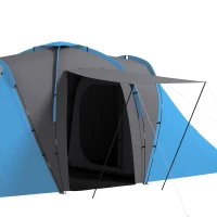 Outsunny Tente de camping familiale 4-6 pers. étanche légère facile à monter 2 grandes portes dim. 5,55 x 2,25 x 1,9 m gris foncé et bleu(m-12)