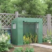 Outsunny Serra da Giardino in PE e Acciaio con 4 Picchetti, 2 Finestre e Copertura Rinforzata, 200x77x148-169cm(m-20)