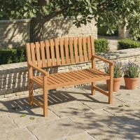 Outsunny Banc de Jardin Banquette de Terrasse 2 Places Charge Max. 320kg Accoudoirs 112 x 64 x 92 cm Bois d'Acacia Naturel(m-2)