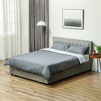 HOMCOM King Size Ottoman Bed Frame, with Front Drawer - Grey(m-11)