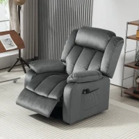 HOMCOM Aufstehsessel mit Massagefunktion und Lendenheizung, Recliner-Sessel mit Fernbedienungen und Seitentaschen, Grau(m-10)