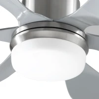 HOMCOM Set of 2 Reversible Ceiling Fan with Light, 6 Blades Indoor Modern Mount LED Lighting Fan with Remote Controller, for Bedroom, Living Room, Silver(m-8)