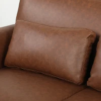 HOMCOM 2 Seater Sofa, 132 cm Modern Small Sofa with Solid Wood Legs and 2 Pillows for Small Space, Brown(m-11)