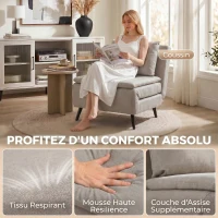 HOMCOM Fauteuil Convertible 1 Place, Fauteuil-Lit Clic-Clac 3 en 1 avec Dossier Réglable, Oreiller, Assise Large, Marron Clair(m-6)