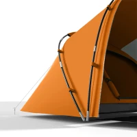 Outsunny 4 Man Camping Tent, UV Protection Tunnel Tent with 2 Bedrooms and Living Area, Large Hiking Sun Shelter, 430 x 240 x 170 cm, Orange(m-10)