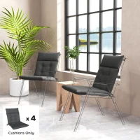 Outsunny Set de 4 Perne de Scaune de Terasă cu Șnururi,  Poliester, Bumbac PP, 111,5 x 53 x 8 cm, Gri Închis(m-10)