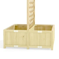Outsunny Jardinière avec Treillis Carré Potager Bois Pliable Double Bac à Fleurs pour Plantes Grimpantes 73 x 70 x 170 cm Naturel(m-10)