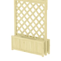 Outsunny Jardinière avec Treillis Carré Potager Bois Pliable Double Bac à Fleurs pour Plantes Grimpantes 73 x 70 x 170 cm Naturel(m-13)